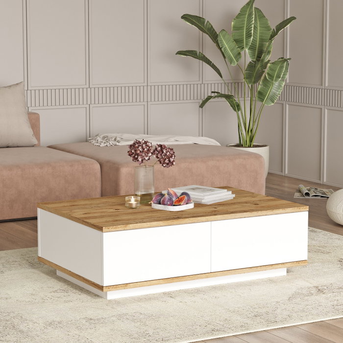 Hanah Home Mesa de Centro Fr14-Aw Pino Atlántico y Blanco Hanah Home Mesa de Centro Fr14-Aw Pino Atlántico y Blanco